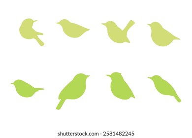 Leaf Warbler Silhouette Icon Set