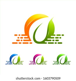 leaf and water abstract colorful vector logo template