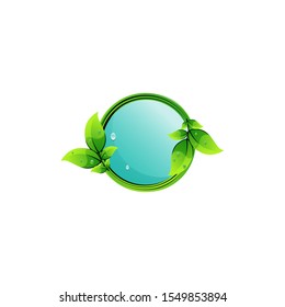 leaf water circle logo design vector abstract