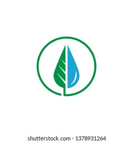 leaf and water concept logo design