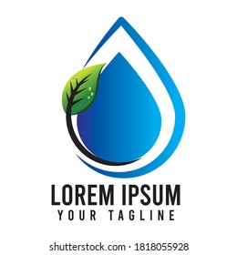 Leaf water concept logo icon vector template.