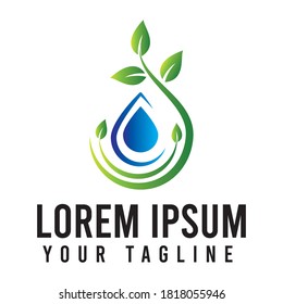 Plantilla vectorial del logotipo del concepto de agua hoja.