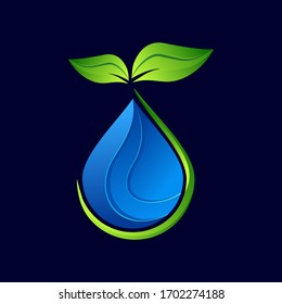 Leaf  and water design logo Template. Green and water Nature Icon  Design