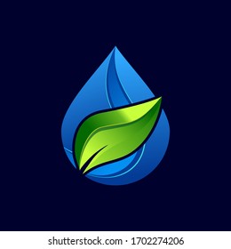 Leaf  and water design logo Template. Green and water Nature Icon  Design