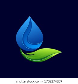 Leaf  and water design logo Template. Green and water Nature Icon  Design