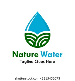 Leaf with water design logo template illustration