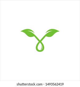 Leaf and water drop concept logo design concept