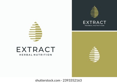 Leaf Water Drop Droplet for Natural Essence Oil Extract Beauty Nutrition or Herbal Cosmetic logo design