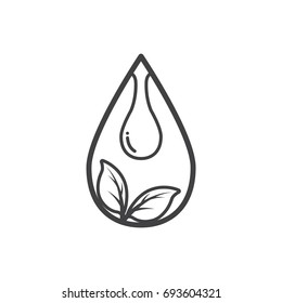 Leaf and water drop ecology icon, vector illustration