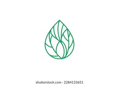 Logo del estilo de arte de la línea de gota de agua