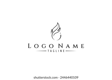 Leaf and water drop line art abstract logo