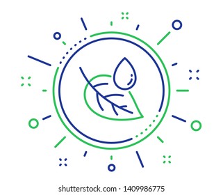 Leaf with water drop line icon. Nature plant dew sign. Environmental care symbol. Quality design elements. Technology leaf dew button. Editable stroke. Vector