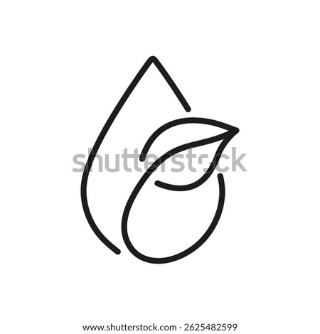 Leaf And Water Drop Line Icon. Eco-Friendly, Sustainability, And Natural Resources Outline Symbol. Environmental Conservation And Green Living. Editable Stroke. Isolated Vector Illustration.