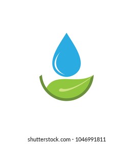 Leaf with water drop logo design vector