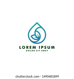 Leaf water drop logo design vector