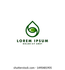 Leaf water drop logo design vector