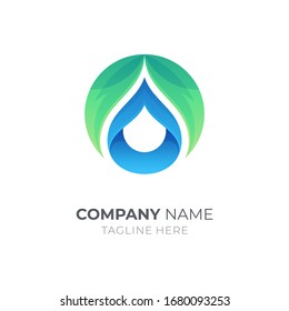 Leaf and water drop logo design vector