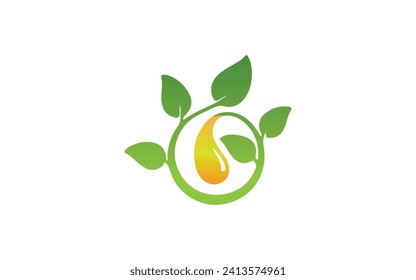 leaf water drop logo design oil logo leaf oil design 