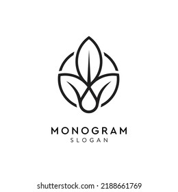 leaf water drop logo monogram