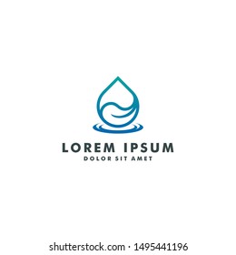 leaf water drop logo template design - vector