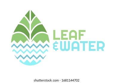 logotipo en forma de gotitas de agua con una combinación de símbolos de hoja y agua. Este logotipo tiene un tema natural y es adecuado para empresas medioambientales o alimentarias.