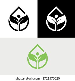 Logotipo de resumen natural de gota de agua