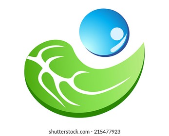leaf with water drop symbol