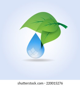 Leaf and Water Drop Symbol Vector