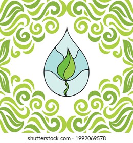 Leaf and water drop. Vector illustration