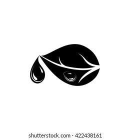 Leaf and water drops. May present rain, dew drops, concepts of fresh and natural. Vector Illustration