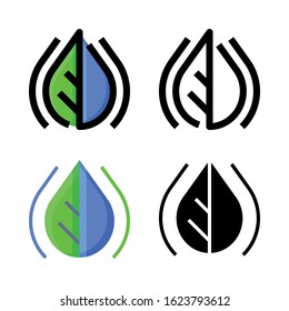 Leaf Water Ecology Icon Set Logo Vector Illustration