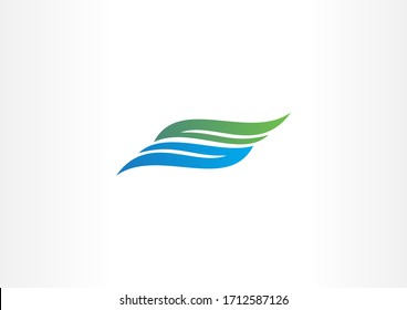 concepto de diseño del logotipo de la hoja y el elemento acuático