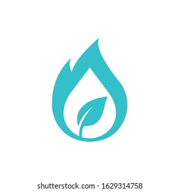 leaf water flame logo design vector template