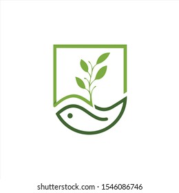leaf water flow inside vector logo template