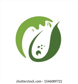 leaf and water flow vector logo template