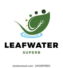Plantilla de diseño de logotipo de ícono de agua de hoja