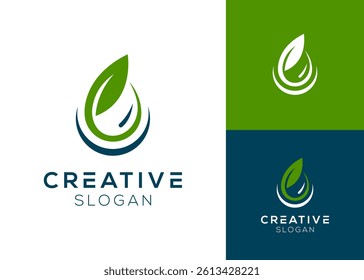 Leaf and water logo design for eco friendly