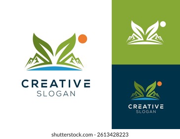 Leaf and water logo design for eco friendly