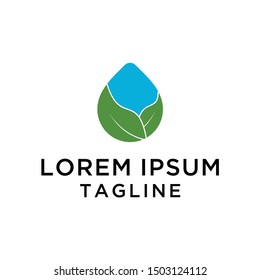Leaf Water Logo Design Illustration