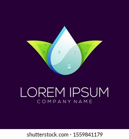 leaf water logo design vector abstract