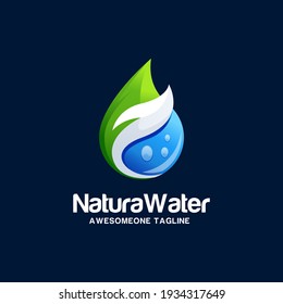 leaf water logo design vector illustration