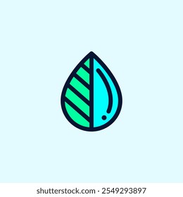 Ilustración vectorial de iconos de logotipo de hojas y agua. Diseño de Agua Orgánica
