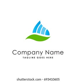 leaf water logo template