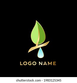 Leaf and water nature logo vector