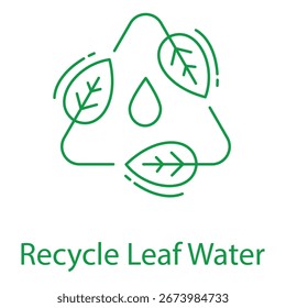 Reciclaje de agua de hoja Diseño de íconos de Ilustración vectorial de sostenibilidad ecológica