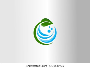 leaf and water vector logo illutration