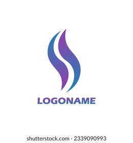 leaf or water wave monogram logo vector design template
