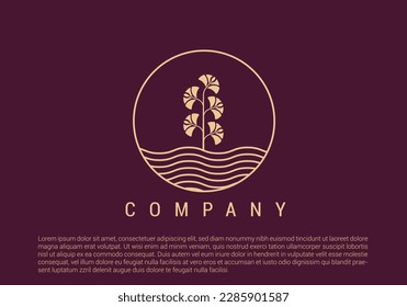 Leaf Water Wind logo design. Lake Tree Leafs icon circle shape design.