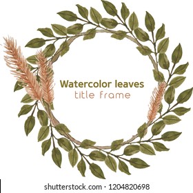 a leaf watercolor frame