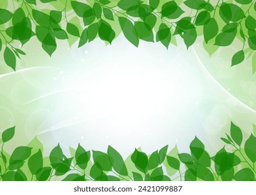 Leaf and wave frame background